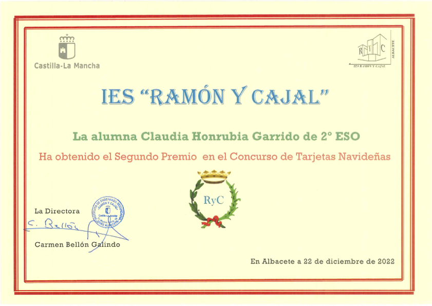 Segundo Premio Tarjetas Navideñas 2º ESO
